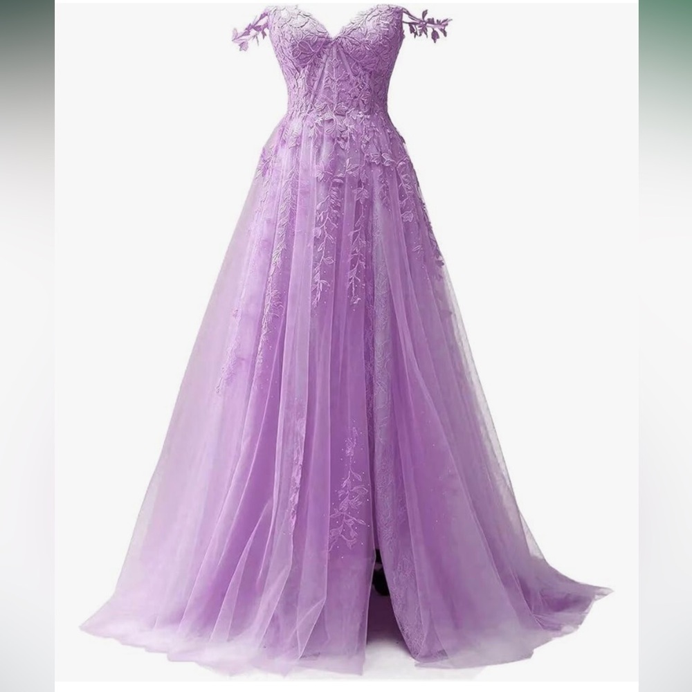Women's Off Shoulder Prom Dresses Lace Long Formal Evening Party size 6